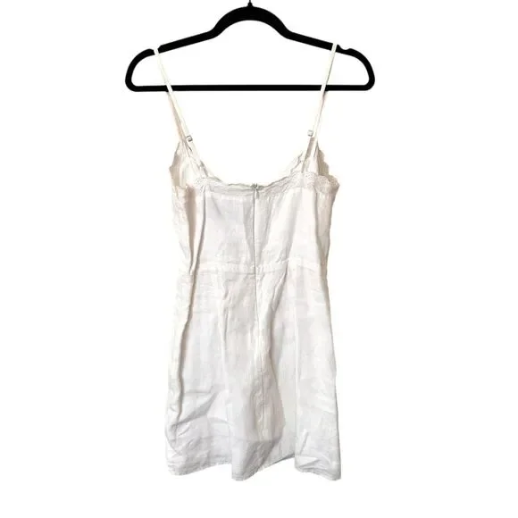REFORMATION Linen Tie Front Mini Dress White Sz 2 - Picture 3 of 6